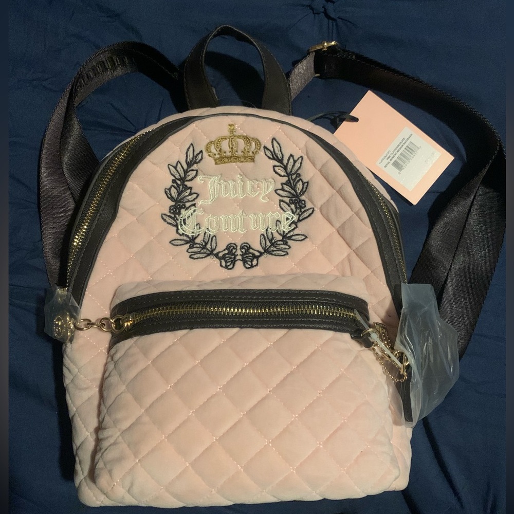 Juicy Couture 🩷 Pink Clay/Chocolate Royal Moment Med. Backpack Purse NWT MRP $99 - Picture 2 of 11